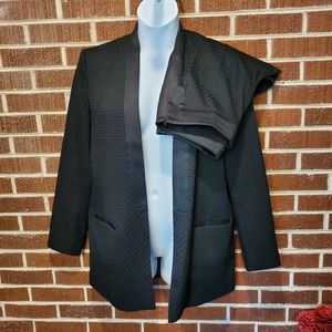 Banana Republic Women Black Jacquard Ankle Trouser Tuxedo Jacket 2 Piece